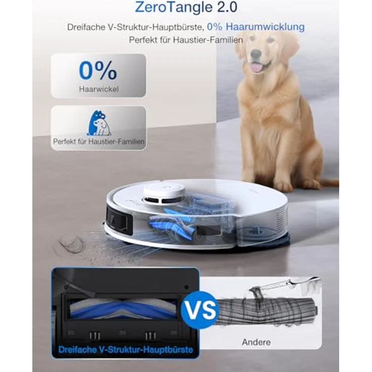 ECOVACS DEEBOT T30C Pro Omni Saugroboter mit Wischfunktion, 12800Pa Saugkraft, Auto-Entleerung, Heißlufttrocknung, 200min Laufzeit, Ideal für Tierhaare & Teppiche, Weiß – Bild 4