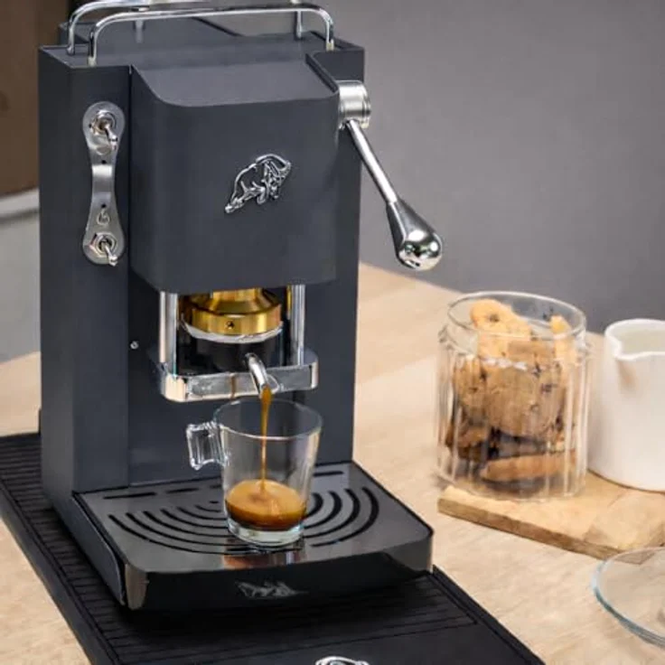 Faber Pro Essential Chrom, ESE Pad Espressomaschine mit erhöhtem Auslauf und Wassertank aus Glas, Schwarz Chrom – Bild 2