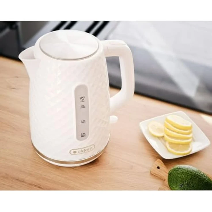 Eldom C280B ELLI Wasserkocher, 2200W, 1,7 l, Kontrollleuchte, rotierende Basis, Wasserstandsanzeige, Kunststoff, weiß – Bild 8