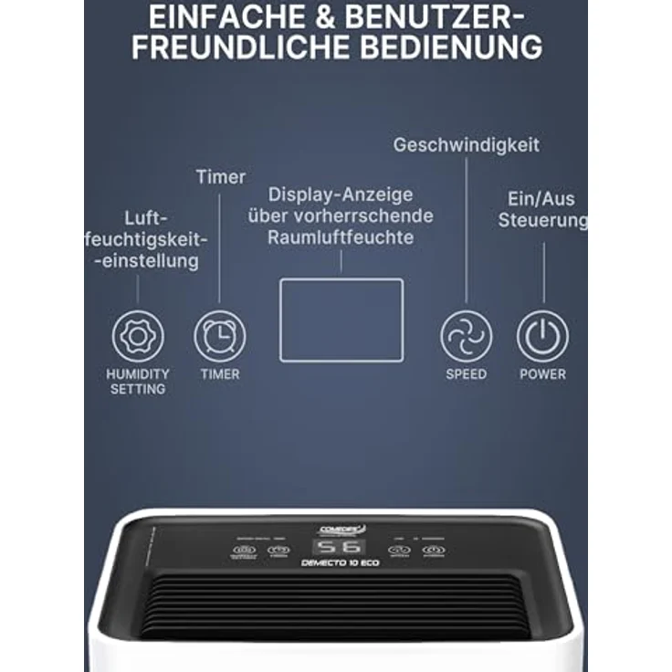Comedes Demecto 10 eco Luftentfeuchter für Schlaf- und Kinderzimmer, leise & effizient, bis 40m² - weiß – Bild 3