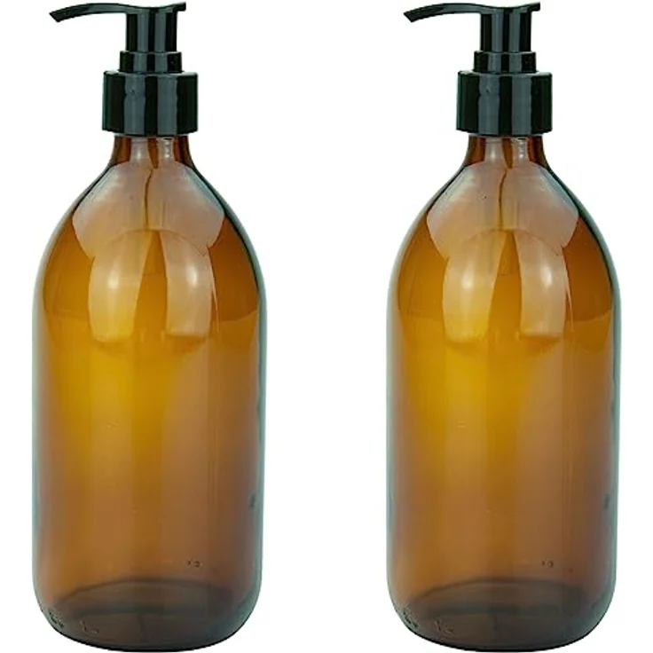 mikken 2 Seifenspender 500 ml Lotionspender aus Braunglas, BPA frei, lebensmittelecht inkl. 1 Trichter – Bild 2