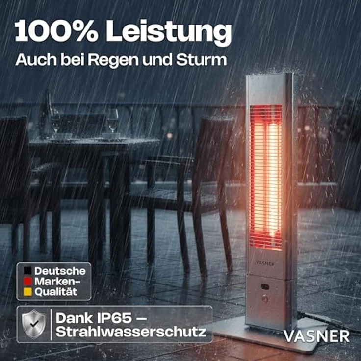 Vasner HeatTower Mini Mobiler Heizstrahler 1500 Silber, Heizstrahler – Bild 7