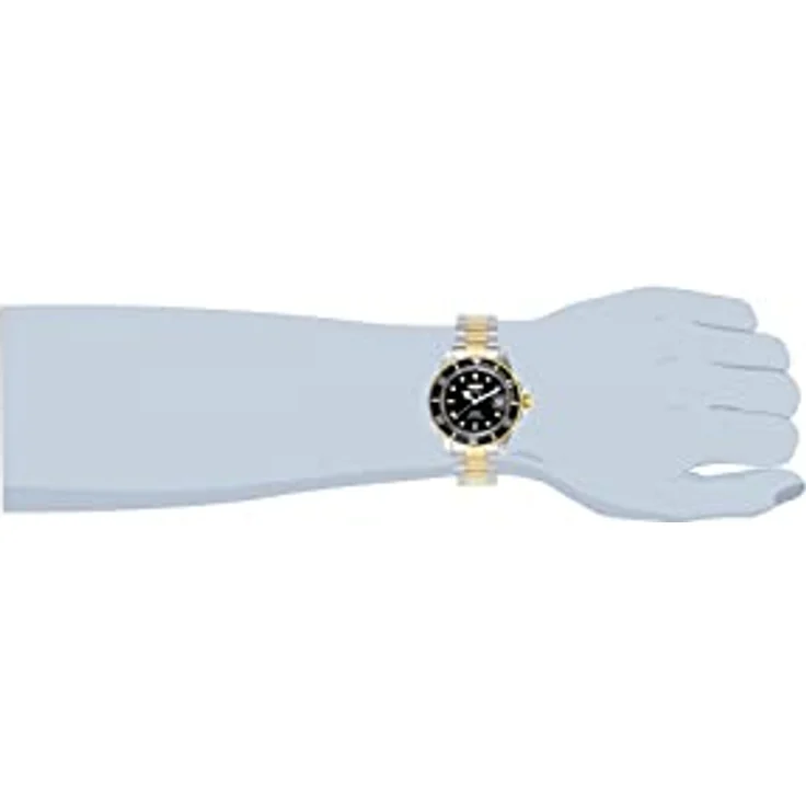 Invicta Pro Diver Automatikuhr, Edelstahl Herrenarmbanduhr, 40mm, silber- und gelbgoldfarben mit kratzfestem Mineralglas – Bild 3