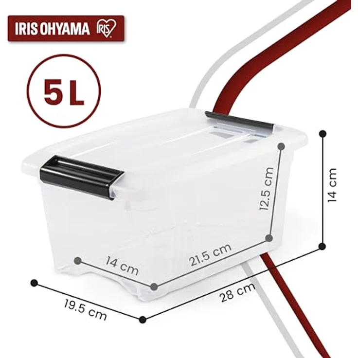 IRIS OHYAMA stapelbare Aufbewahrungsboxen mit Klickverschluss, Plastik, transparent Deckel, 5 L, 3er Set – Bild 3