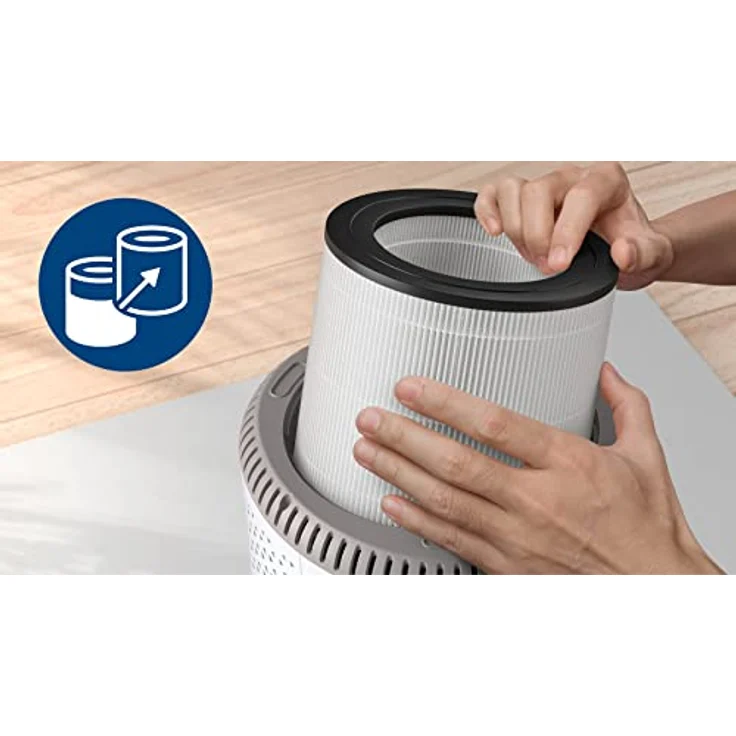 Versuni Philips Original-Ersatzfilter für Luftreiniger AC0650 und AC0651/10, NanoProtect HEPA, 12 Monate, Lebenszeitanzeige, Schwarz/Weiß – Bild 3