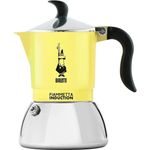 Bialetti FIAMMETTA IND 2TZ gelb, Espressokanne aus Aluminium und Edelstahl, induktionsgeeignet