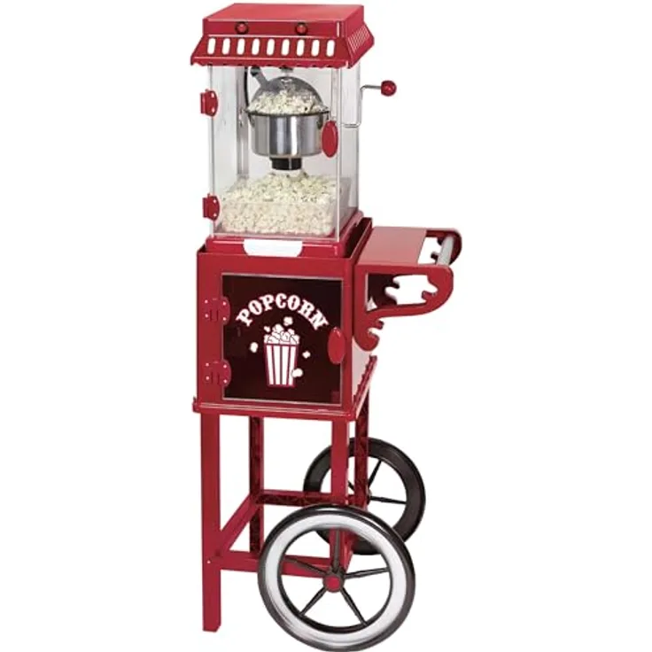 Retro XXL Popcorn-Maschine mit Wagen 1,15 Meter hoch Großer Popcorn-Maker Epiq 80001270 - Ein Hingucker auf jeder Party