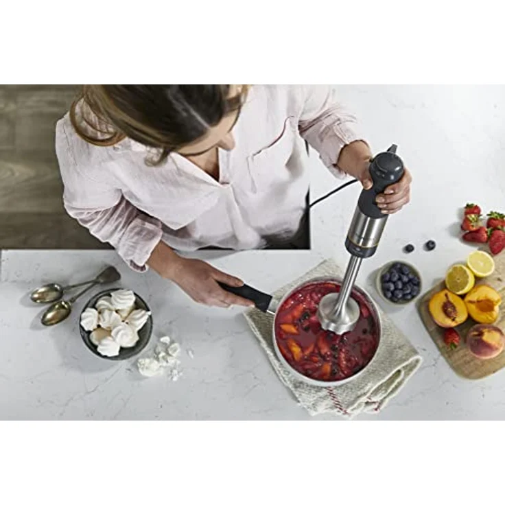 Kenwood HBM60.007 GY triblade XL+ Stabmixer, 1000W, variable Geschwindigkeit, inkl. Schneebesen, Mixbecher (0,5L), grau-metall – Bild 4