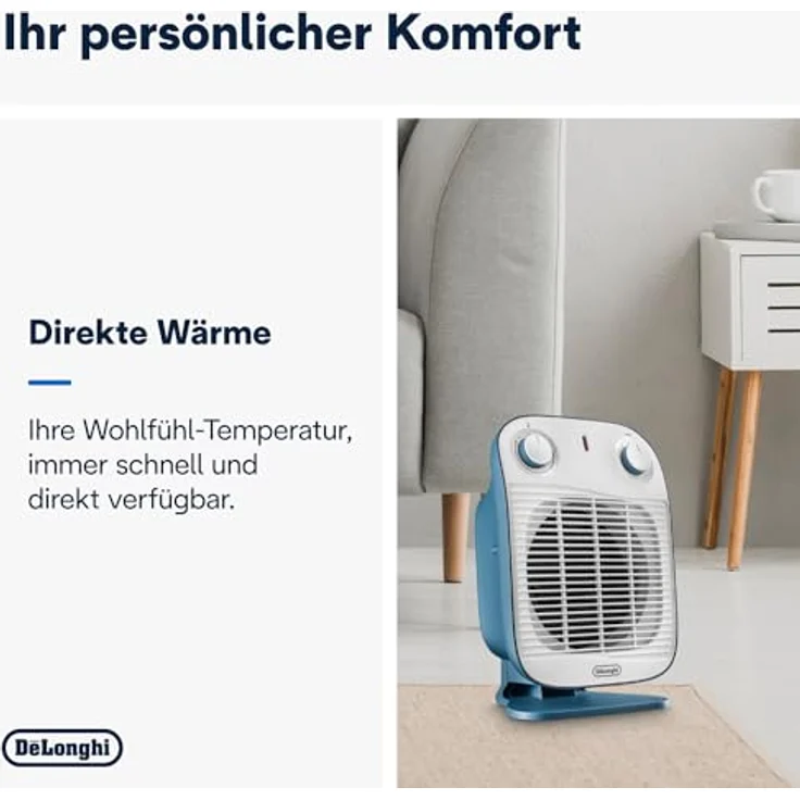 De'Longhi HFS50B20.AV Schnellheizer, Heizlüfter, 2000 W, blau, für bis zu 60m³, Heizlüfter – Bild 3