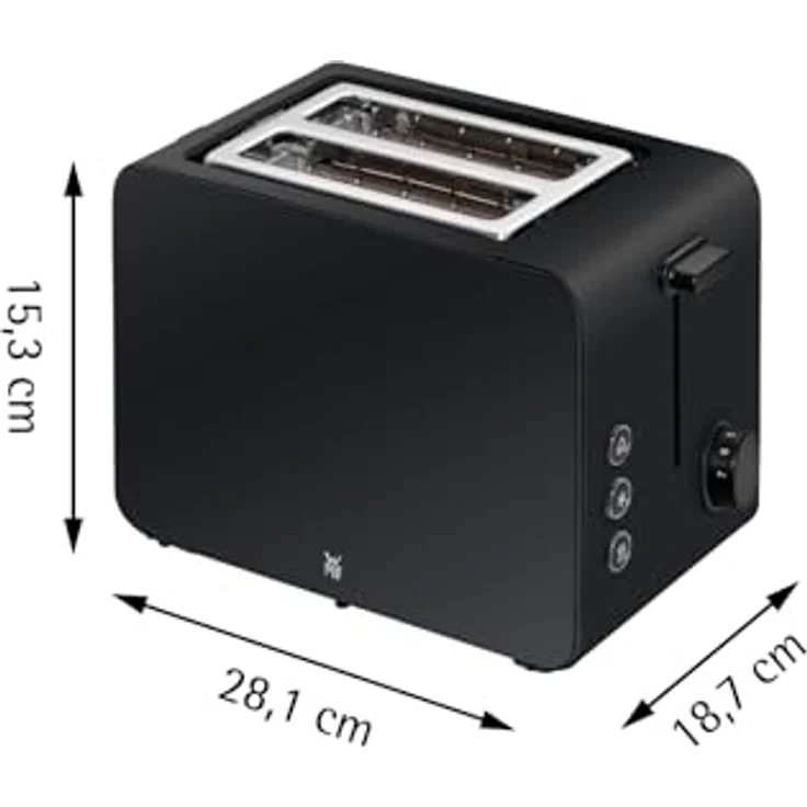 WMF Stelio Toaster 2 Scheiben Edelstahl, Doppelschlitz Toaster mit Brötchenaufsatz, Bagel-Funktion, 7 Bräunungsstufen, 900 W, schwarzmatt – Bild 5
