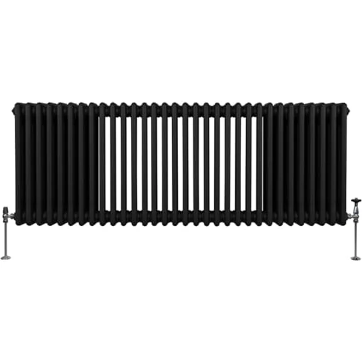 Monster Shop Traditioneller 3-Spalten-Heizkörper 600 x 1462mm, Horizontaler Wandheizkörper, Matt Schwarz Kohlenstoffstahl, 7699 BTU, inkl. Reinigungsbürste und Befestigungsset – Bild 2