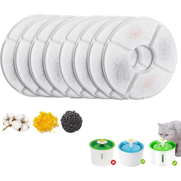 BONBELONG Katzenbrunnen Filter 8 Stück, Vierfachfiltration für Trinkbrunnen, kompatibel mit 1,6L-2,4L Modellen