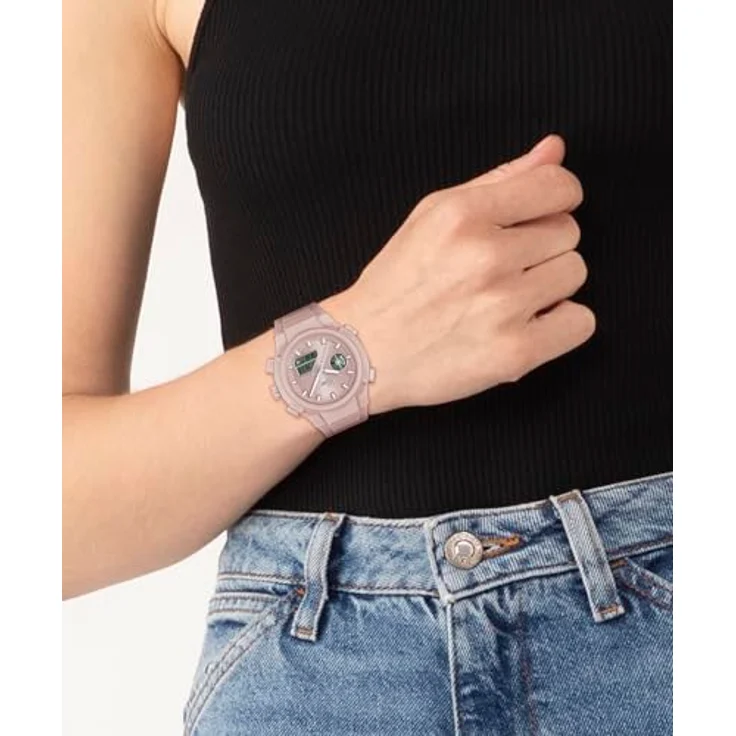 Lacoste LC33 Analoge-Digitale Multifunktions-Quarzuhr für Damen mit Blush Silikonarmband, 40mm TR90 Gehäuse, Wasserdicht bis 10ATM, Weltzeituhr und Stoppuhr – Bild 5
