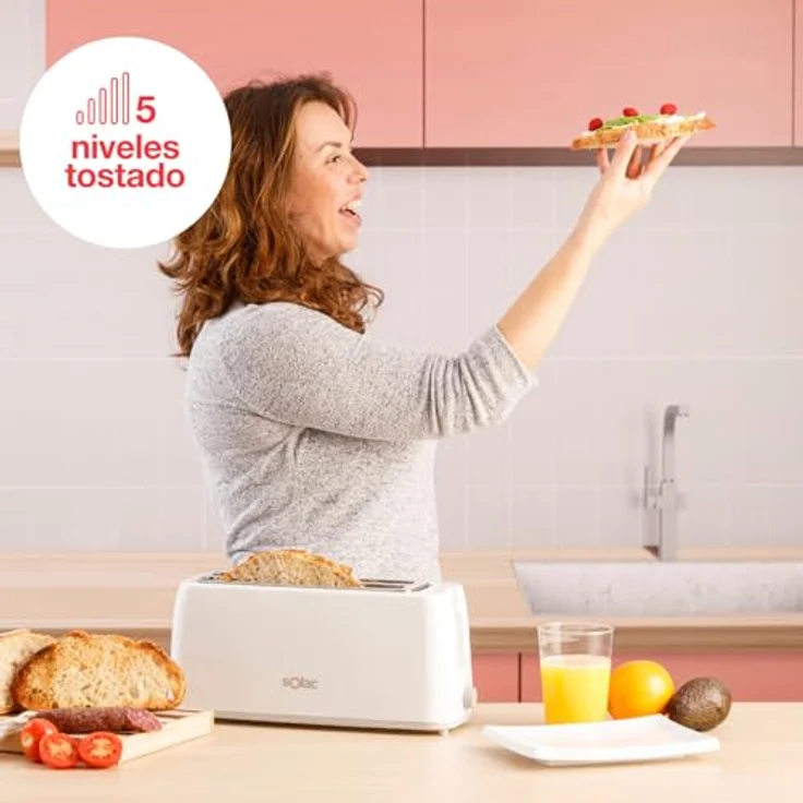 Solac Buon Giorno Double Toaster, 1200 W, 6-stufige Auswahl, selbstzentrierendes System, extra Erhöhung, abnehmbare Krümelschublade, Kabelaufbewahrung – Bild 4