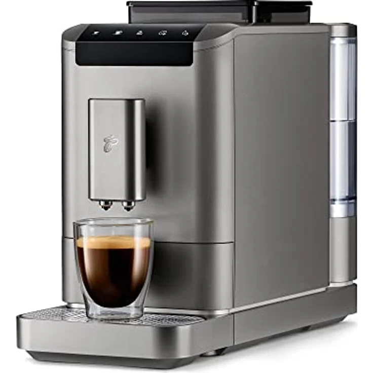 Tchibo Kaffeevollautomat Esperto2 Caffè mit 2-Tassen-Funktion für Caffè Crema und Espresso, Titanum Silver – Bild 1