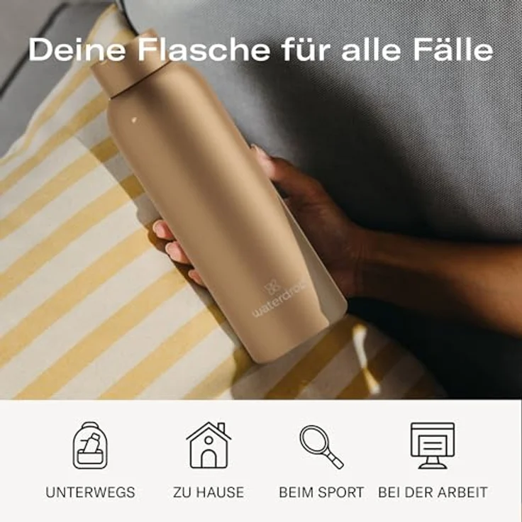 waterdrop MICRODRINK Steel Bottle 600ml isolierte Trinkflasche auslaufsicher | Thermosflasche 24h kalt, 12h heiß | doppelwandige Edelstahl Wasserflasche | bruchsicher | Kohlensäure geeignet – Bild 3