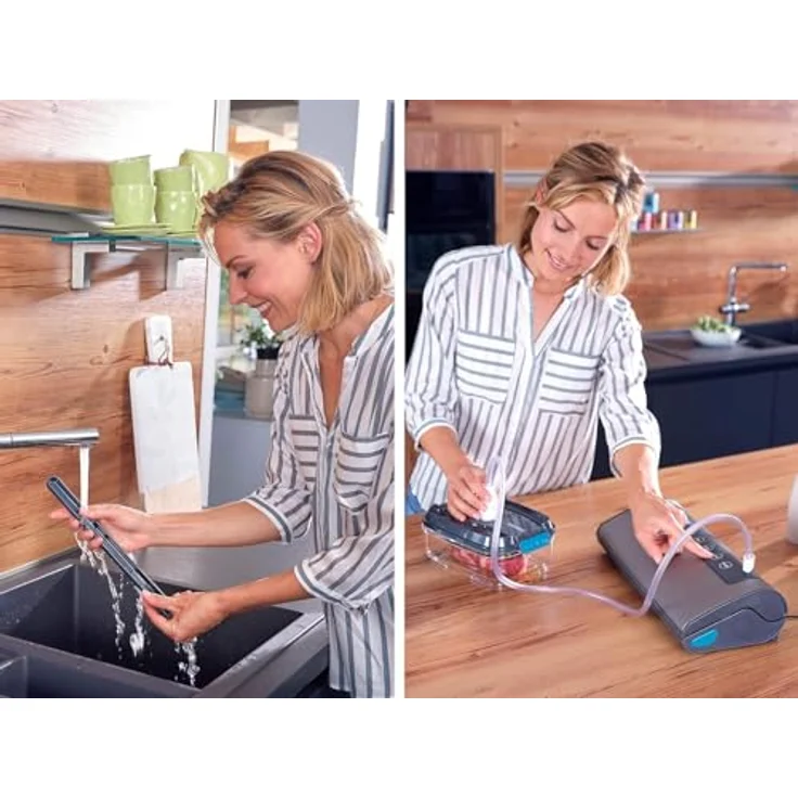 Leifheit Vakuumiergerät Vacu Power 500, Vakuumierer mit doppelter Schweißnaht, Lebensmittel bleiben 5x länger frisch, ideal zum Sous-Vide-Garen, Folienschweißgerät inkl. 10 Vakuumierbeuteln 20x30cm – Bild 6