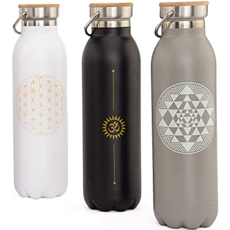 Bodhi Thermosflasche | Isolierte Trinkflasche aus Edelstahl | 100% Dicht & Auslaufsicher | Kalte & Warme Getränke | Veredelt mit Design Motiv | Für Sport und im Alltag (Blume des Lebens) – Bild 2