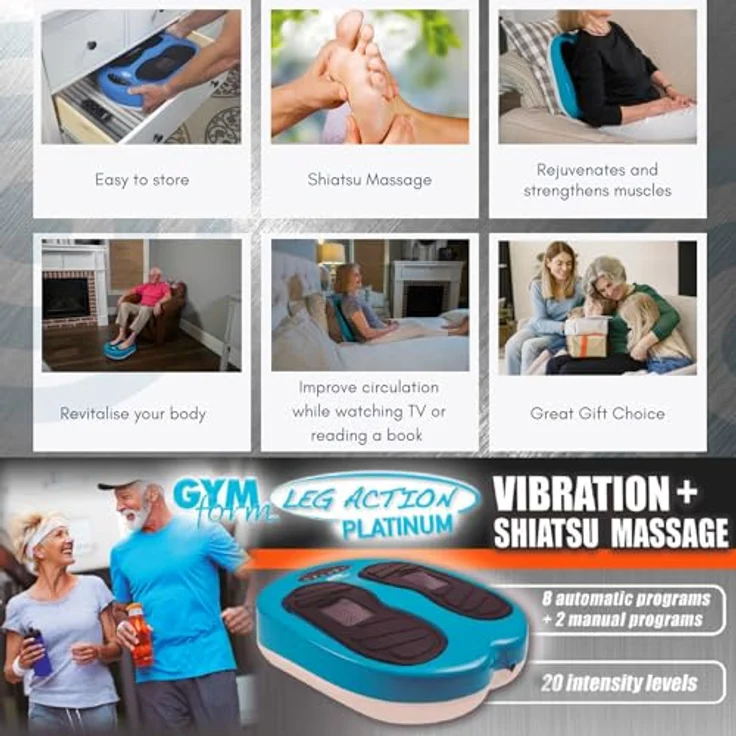 GYMFORM fußmassagegerät Leg Action (Platinum), fussmassagegerät elektrisch, fussmassagegerät durchblutung mit 10 Programmen, Wellness für die Füße, Entspannend für den Körper – Bild 4