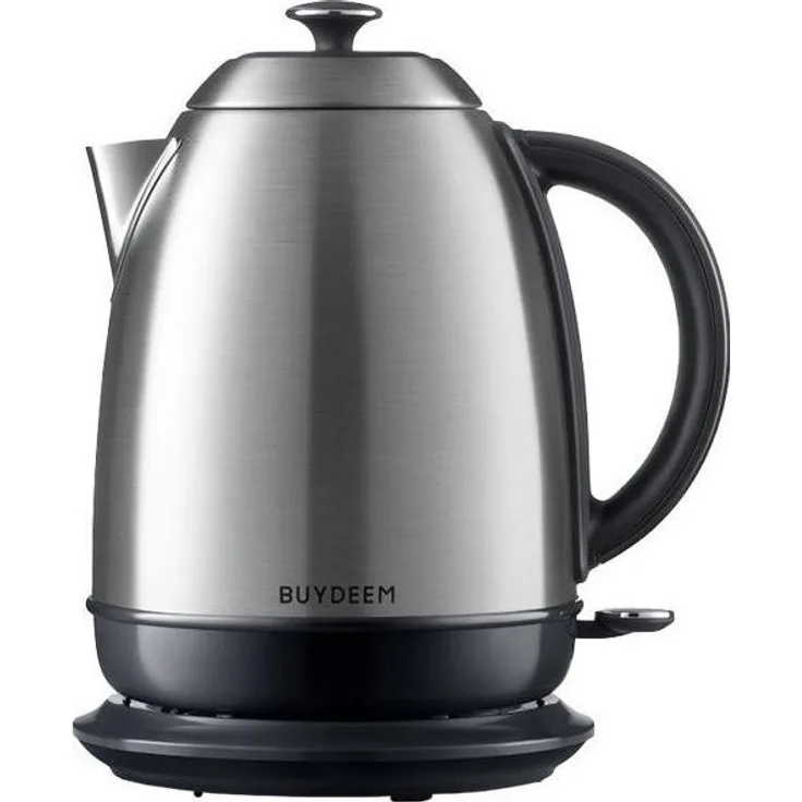 Buydeem K640, Elektrischer Wasserkocher aus Edelstahl mit 2400 Watt Leistung, 1,7 Liter Volumen, Silber