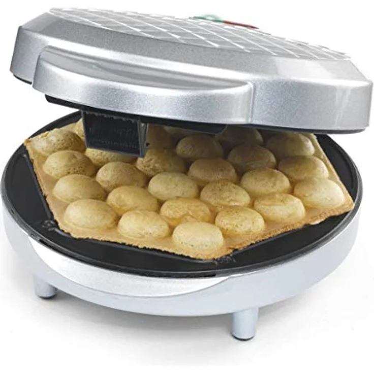 Trebs 99361 Bubble waffeleisen - mit Cool-Touch-Griff - Waffeleisen - Waffelautomat - 800 Watt - Anti-Haft beschichtet - Silber – Bild 3