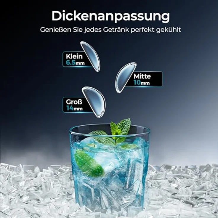 EUHOMY Tragbare LunaArc™ Crescent Eiswürfelmaschine, 1600 Stück/Tag, 12 Minuten Eisproduktion, automatische Tiefenreinigung, ideal für Whiskey/Kaffee/Softdrinks – Bild 4