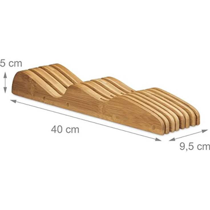 Relaxdays Messerblock Schublade aus Bambus, liegend, für 7 Messer, natürliche Farbe, HxBxT: 5 x 9,5 x 40 cm – Bild 3