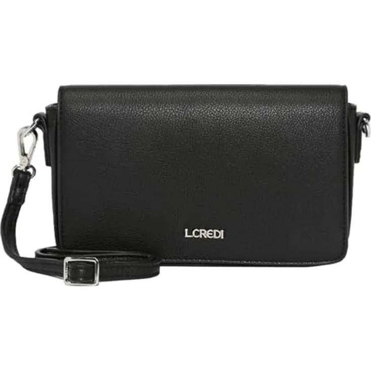 L.Credi Jane Umhängetasche 21 cm, Schwarz, praktische Handtasche mit ausreichend Stauraum für Wertsachen