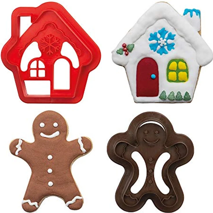 DECORA 0255094 AUSSTECHER AUS KUNSTSTOFF GINGERBREAD MAN & HOUSE 2-TLG. – Bild 2