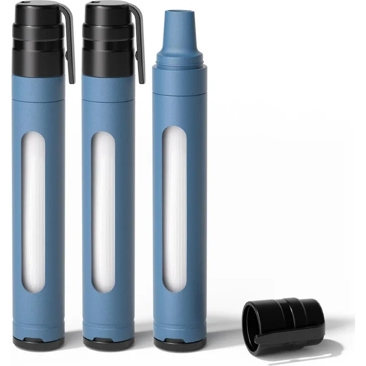 joypur Wasserfilter Outdoor Survival, 0,01 µm Ultrafiltration mit Sichtfenster, Aktivkohle, 3000 L Kapazität, Blau, 3 Stück