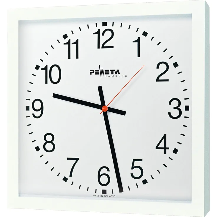 Peweta Wanduhr Grossraum 40x40 cm, Netzbetrieb 230 V (Weiss)