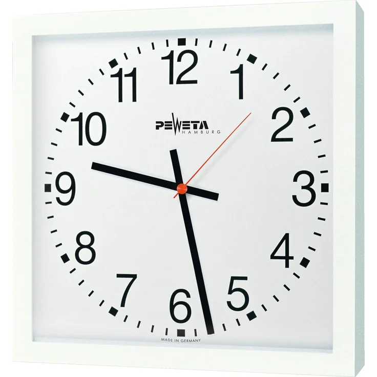Peweta Wanduhr Grossraum 40x40 cm, Netzbetrieb 230 V (Weiss)