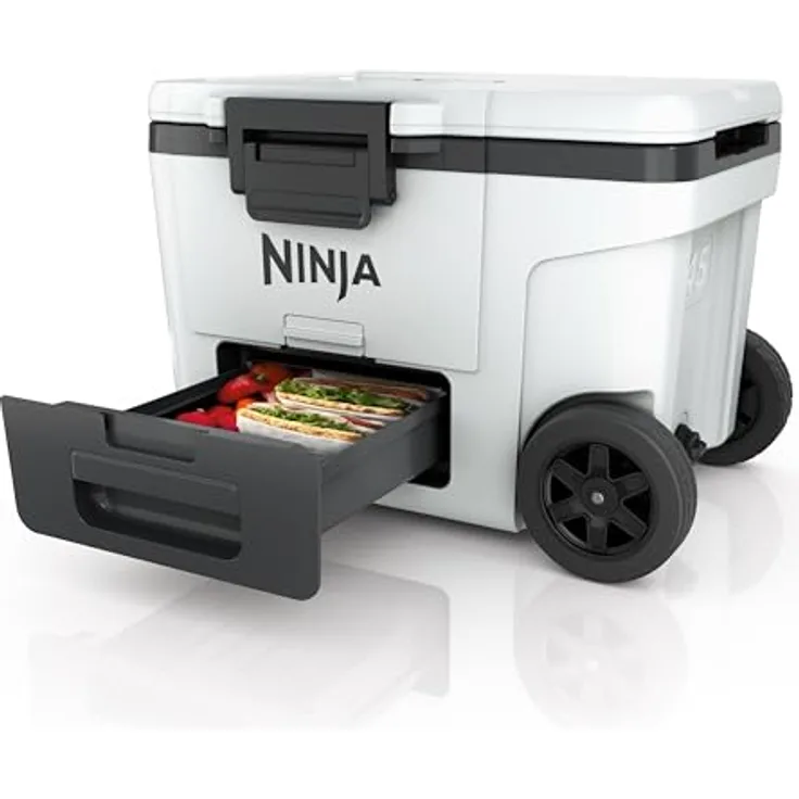 Ninja FrostVault 42L Kühlbox mit Rädern und Trockenzone wolkenweiß FB245EUWH