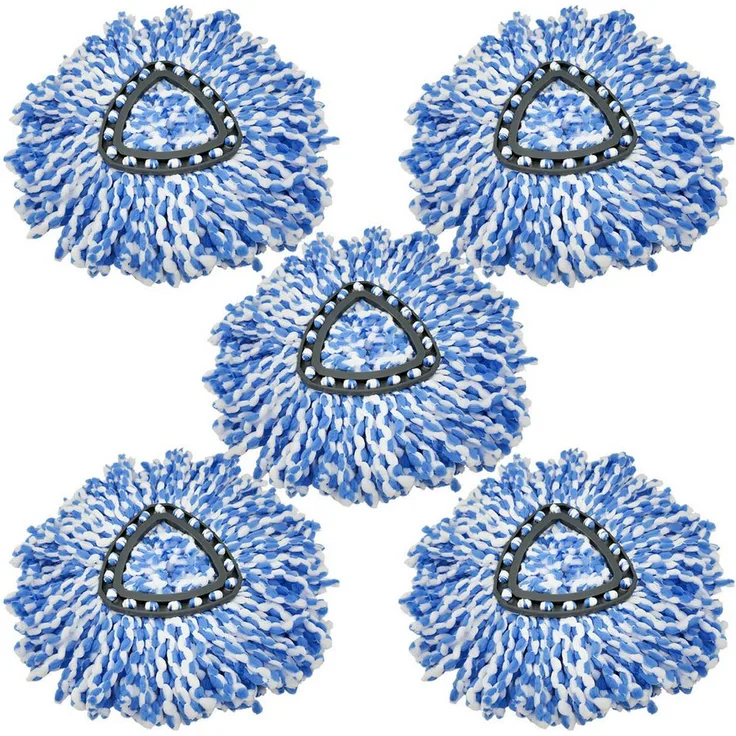 MidGard Ersatzmopp für Vileda Turbo 2in1 EasyWring&Clean, Mikrofaser-Nass- und Trockenreinigung, antibakteriell, blau, 5er Pack