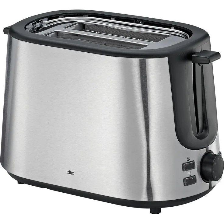 Cilio Toaster Classic, Edelstahl mit 7 Röststufen, Brötchenaufsatz und Auftaufunktion