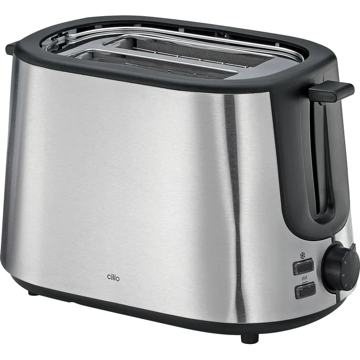 Cilio Toaster Classic, Edelstahl mit 7 Röststufen, Brötchenaufsatz und Auftaufunktion