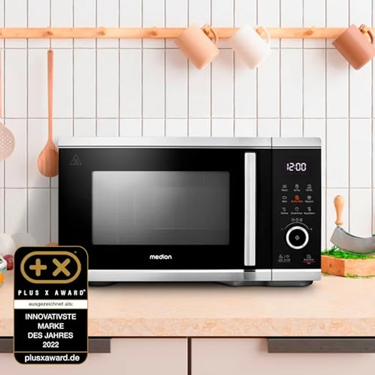 Medion MD 11499 Mikrowelle mit Grill und Heißluftfritteuse 25L, Mikrowelle, Schwarz, Silber – Bild 3