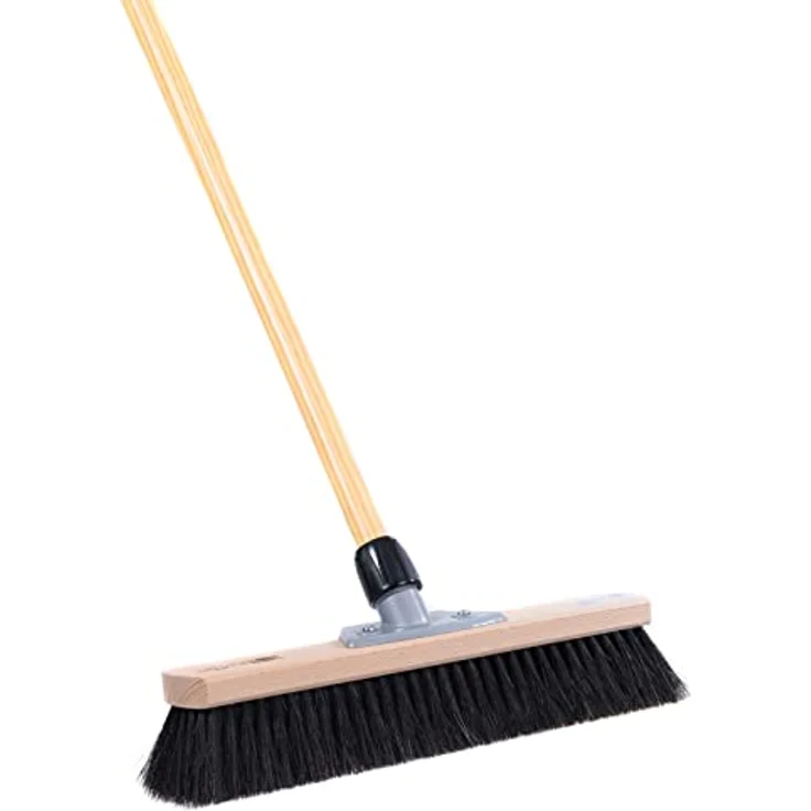 BawiTec XXL Zimmerbesen mit Schraubhalter und Stiel 40cm 120cm Naturhaar Rosshaarbesen Rosshaar Mischung weich schwarz – Bild 1