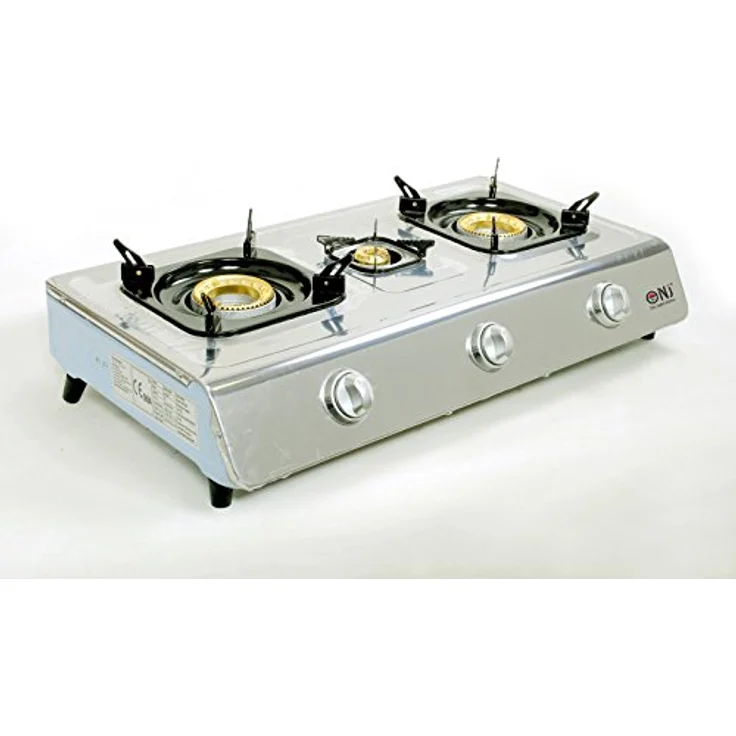 NJ Gaskocher mit Grill,3 flammig Gasgrill, 9,7 KW, Campingkocher, edelstahl – Bild 3
