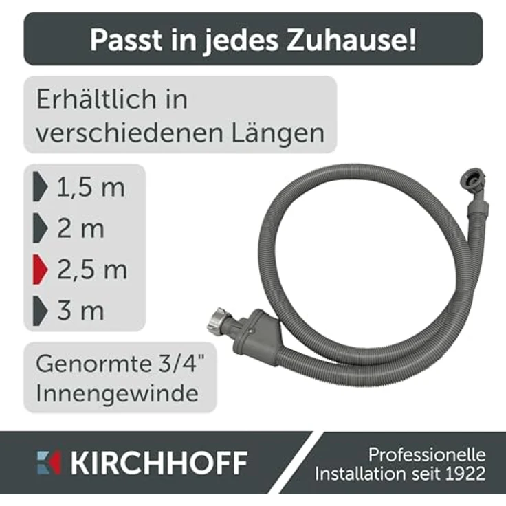 Kirchhoff Sicherheits-Zulaufschlauch 24,2 mm (3/4 Zoll IG) x 2,5 m, Erweiterte Ausführung mit Sicherheitsmechanismus für Waschmaschinen – Bild 5