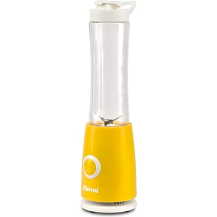 Girmi FR04 Smoothie Maker, 0,5 Liter, 260 W, 4 Edelstahlklingen, BPA-frei, Pulse-Funktion, Gelb/Weiß, mit Reiseverschlussdeckel – Bild 1