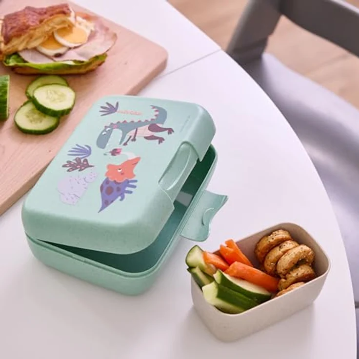 Koziol CANDY L Lunchbox, geräumig mit extra Box zur Lebensmittelseparierung, bruchsicher aus biozirkulärem Kunststoff, organic sage green – Bild 3
