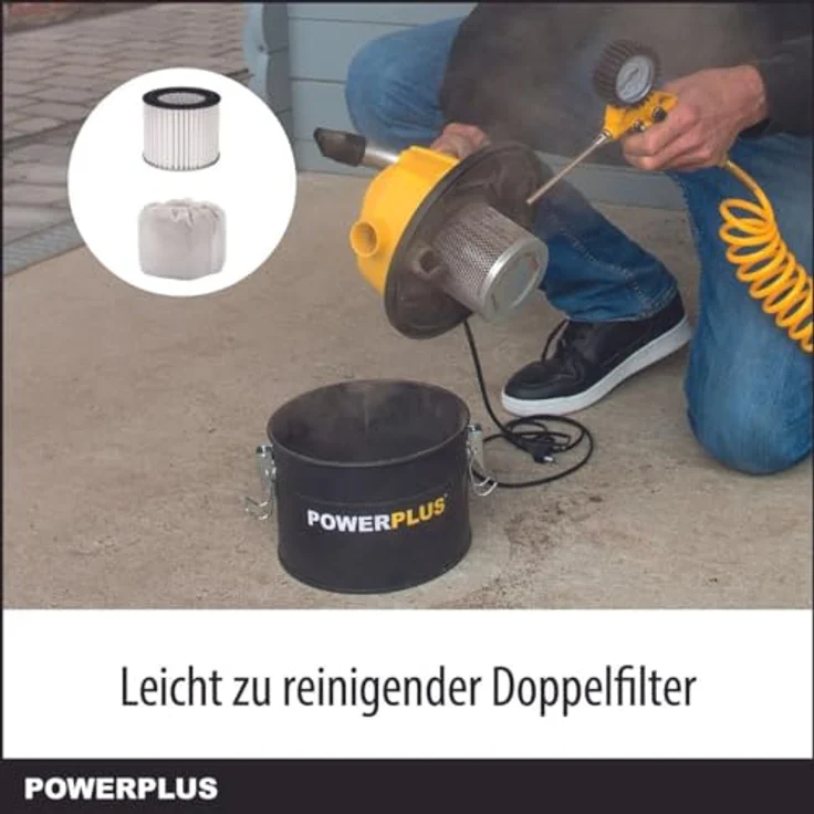 POWERPLUS POWX3004, elektrischer Aschesauger mit 600W, 4l Edelstahl-Tank, doppeltem Filter und Fugendüse, kompakt und leicht – Bild 5