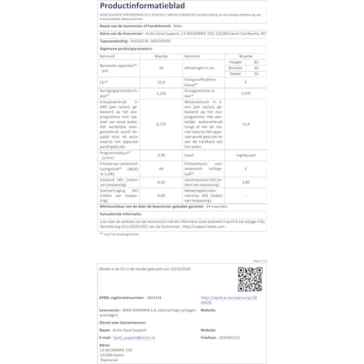 Beko DIS35023, Geschirrspüler, E, Geräuschemissionsklasse C, Geräuschemissionen 49 Dezibel – Bild 17
