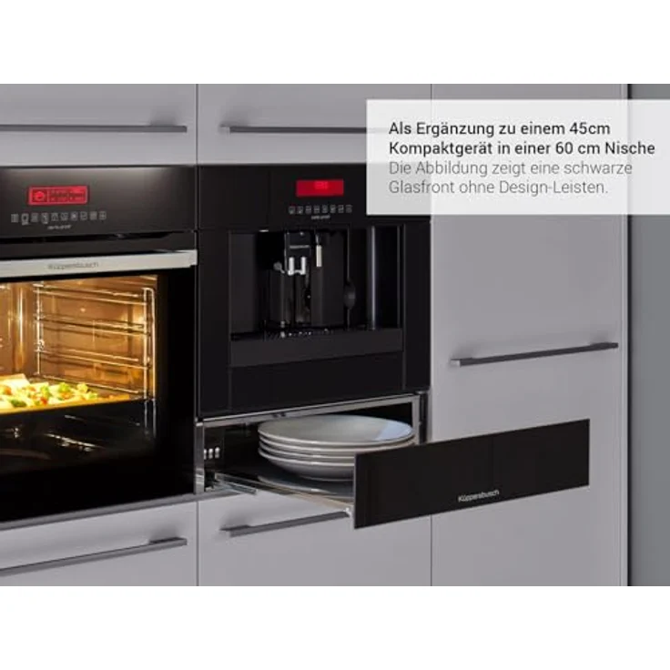 KÜPPERSBUSCH CSW 6800.0 Wärmeschublade, 14 cm Höhe, Temperaturbereich 30 - 80°C, Grifflos, Glasfront MattBlack – Bild 2