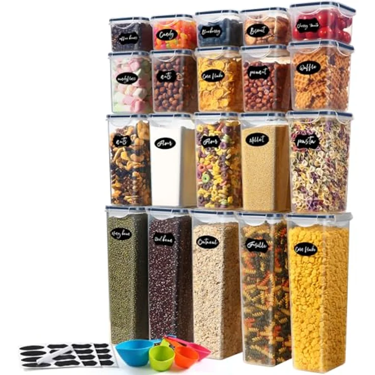 YASHE Vorratsdosen Set, 10 Stück à 1.5L, luftdicht, BPA-frei, stapelbar, mit Etiketten und Löffeln – Bild 9