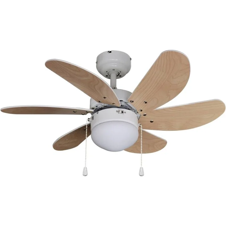 Lindby Minja, Deckenventilator mit Lampe und Vor- sowie Rücklauffunktion, weiß, Ø 80 cm für Wohnzimmer & Esszimmer
