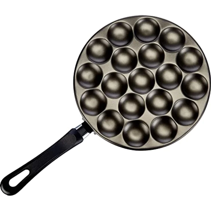 patisse Poffertjes Pfanne-Set mit Rezepten, Teigflasche und Holzstäbchen, Aluminium, Schwarz, 25 cm, 6-Einheiten – Bild 4