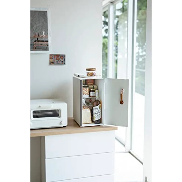 YAMAZAKI TOSCA 5682 Brotkasten hoch, Stahl/Holz, Weiß, 22 x 36 x 41 cm, Slim, Space Saving, Bread Case – Bild 3