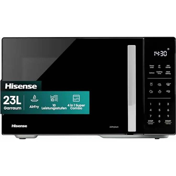 Hisense H23MOBS5HC, Mikrowelle mit Grill und Heißluft, 23 l, 900 W, Schwarz, Touch-Bedienung, 6 Automatikprogramme